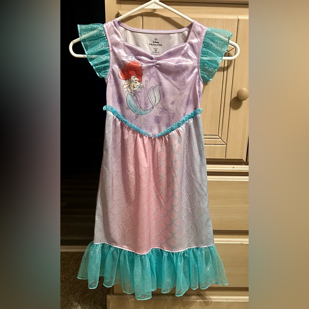 Disney Little Mermaid Kids Nightgown - Pink and Teal